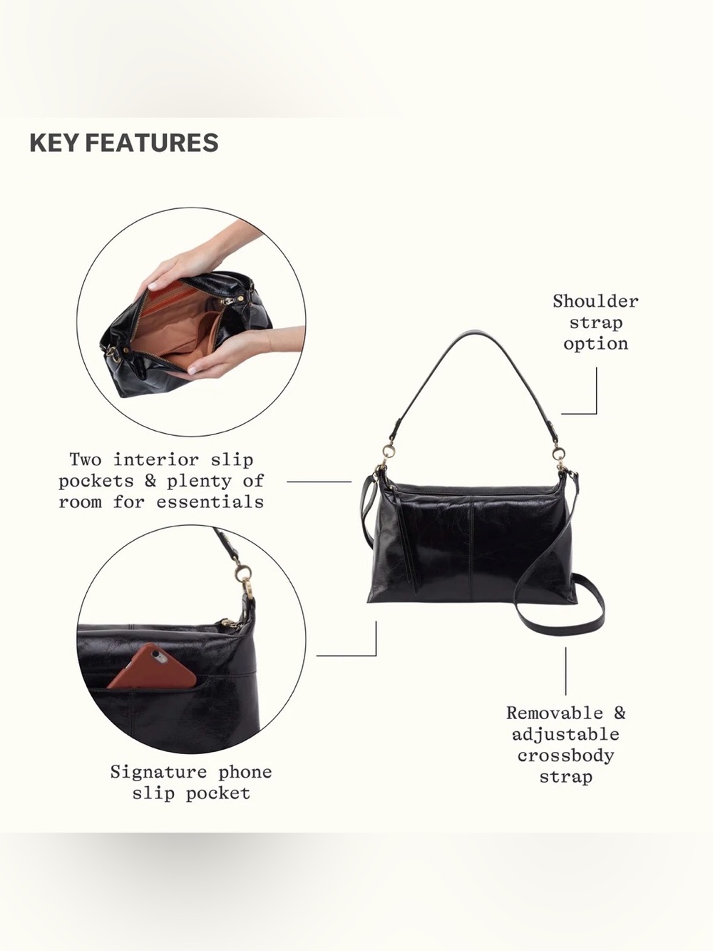 NWT Hobo Avon Bag Polished Black - Picture 4 of 5